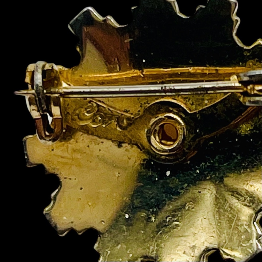 Darling Dainty Signed Coro Gold Tone Sunburst Brooch With Pearl Estate Pc - Picture 9 of 12